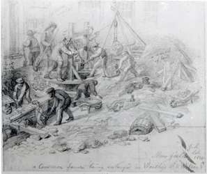A csatornahálózat bővítése a londoni Moorfieldsben, 1841